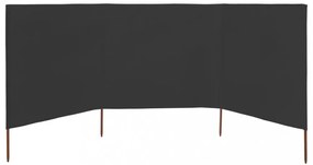 3 paneles antracitszürke szövet szélfogó 400 x 80 cm