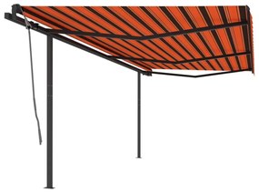 narancssárga-barna automata napellenző póznákkal 6 x 3,5 m