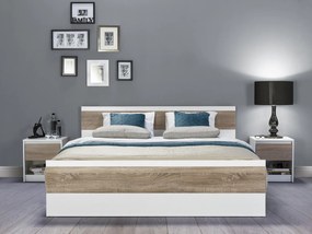 Franciaágy 160 cm Wanta 03 (fehér + szonoma tölgy). 1068249