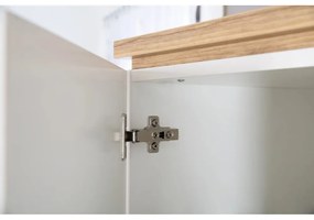 Fehér gyerek ruhásszekrény tölgyfa dekorral 135x200 cm Finn – Roba