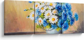 Festett kép egy váza virágról (órával) (90x30 cm)