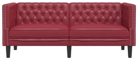 kétszemélyes bordó műbőr Chesterfield kanapé