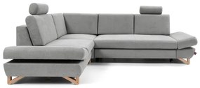 AVESTA ággyá nyitható balos L-alakú kárpitozott sarokkanapé tárolóhellyel, szürke