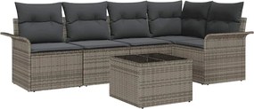 vidaXL Kerti Kanapé Szett párnával tárolóval 6 pcs Szürke Poli rattan