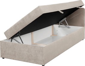 Boxspring ágy, egyszemélyes, bézs, 90x200, univerzális, SUPA