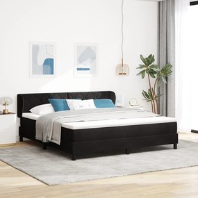 Boxspring Ágy Matraccal, Fekete, 180x200 cm, Bársonyos