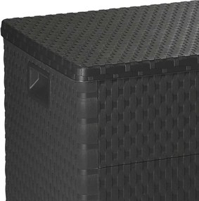 Antracitszürke Pp Rattan Kerti Tárolóláda 120 X 56 X 63 Cm