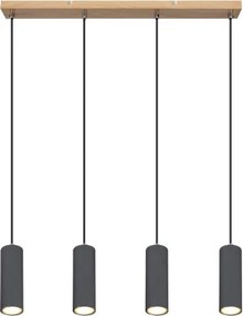 Globo 57911-4HG Függesztett lámpa fém grafit sötét, fém grafit, fekete PVC kábel, HxSzxM: 650x60x1200mm, fényforrás nélkül szállítva 4x GU10 35W 230V