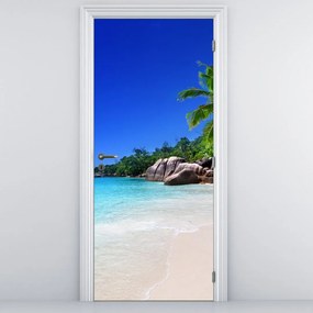 Fotótapéta ajtóra - Tengerpart Praslin szigetén (95x205cm)