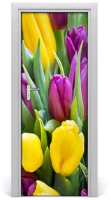 Ajtó tapéta színes tulipán 95x205 cm