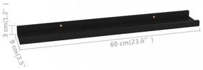 4 db fekete fali polc 60 x 9 x 3 cm
