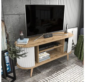 TV asztal/szekrény Stark 140 (tölgy + fehér) . Akció -20%. 1102590