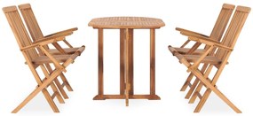 vidaXL 5 részes kültéri összecsukható tömör tíkfa étkezőgarnitúra