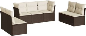 vidaXL 7 részes barna polyrattan kerti ülőgarnitúra párnákkal