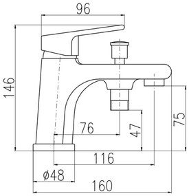 RAV Slezák CO148.0 - COLORADO kádcsaptelep 14,6 cm fényes króm