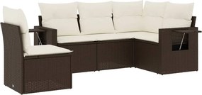 vidaXL 5 részes barna polyrattan kerti ülőgarnitúra párnával