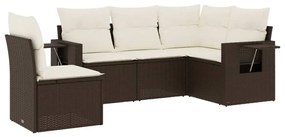 vidaXL 5 részes barna polyrattan kerti ülőgarnitúra párnával