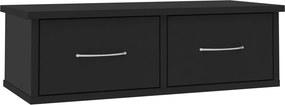 vidaXL fekete szerelt fa falra szerelhető fiókos polc 60x26x18,5 cm