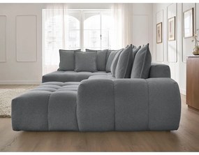 Sötétszürke zsenília kinyitható-tárolóhelyes sarokkanapé (bal oldali-U alakú) Everest – Bobochic Paris