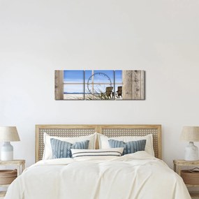 Kép - A strandra néző ablak (órával) (90x30 cm)