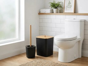 Fürdőszobai szett NATUREO 6 db, bambusz/fekete