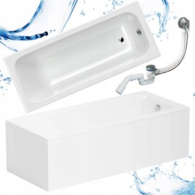 Kád Szifon Burkolattal Téglalap Alakú Fali Akril Fehér 150X70