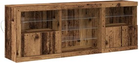 vidaXL LED tálaló LED -es lámpákkal Öreg fa 181,5 x 37 x 67 cm Faanyag