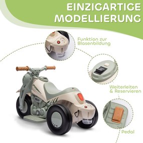 AIYAPLAY elektromos gyerekmotor, 6 V-os zenés gyerekmotor, 2,5-3 km/h sebességgel fúj, 2-5 éves, krémfehér