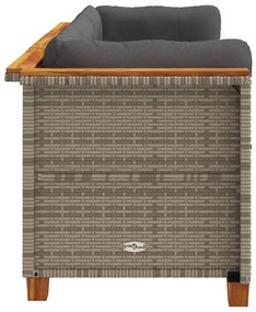 3 személyes szürke polyrattan kerti kanapé párnával
