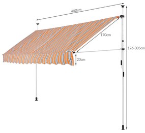 Deuba Napellenző 400 cm - narancssárga/kék