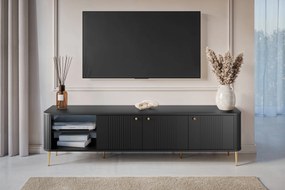 Vesper 3D TV-szekrény 187 cm - fekete / arany lábak