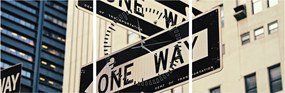 Kép - New York ONE WAY (órával) (90x30 cm)