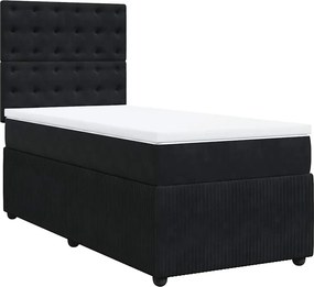 vidaXL fekete bársony rugós ágy matraccal 80 x 200 cm