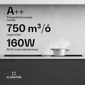 Klarstein AirJet Hybrid Down Air System, Indukciós főzőlap beépített páraelszívóval, 600 m³/h, EEK A+