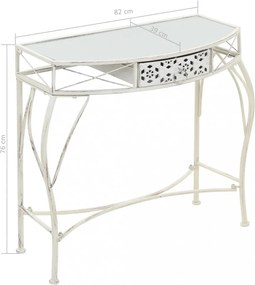 francia stílusú fehér fém kisasztal 82 x 39 x 76 cm