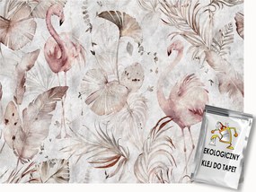 Fotótapéta Flizelina Egzotikus Növények Levelek Madarak Flamingók 200x140 ragasztó