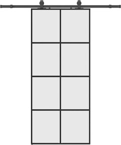 vidaXL fekete ESG üveg tolóajtó fémszerelvény-szettel 90x205 cm