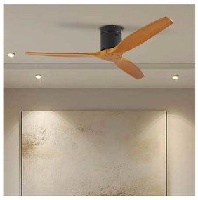 ZEVENTI - Mennyezeti ventilátor SPELLO Wi-Fi Tuya fekete/tölgy + távirányító