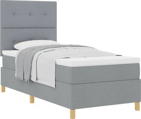 vidaXL Boxrugós ágy matracmal Világosszürke 80 x 200 cm szövet
