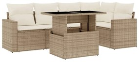 vidaXL 6 részes bézs polyrattan kerti ülőgarnitúra párnával