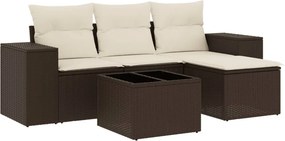 vidaXL 5 részes barna polyrattan kerti ülőgarnitúra párnával