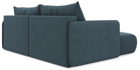 Kék kinyitható-tárolóhelyes sarokkanapé (bal oldali) Nanea – Makamii