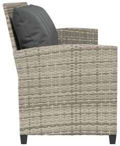 5 személyes világosszürke polyrattan kerti kanapé párnával