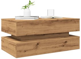 kézműves tölgy színű dohányzóasztal LED-lámpákkal 90x50x40 cm