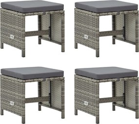 vidaXL 4 db szürke polyrattan kerti ülőke párnákkal