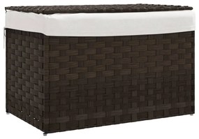 sötétbarna polyrattan szennyeskosár fedéllel 55,5 x 35 x 34 cm