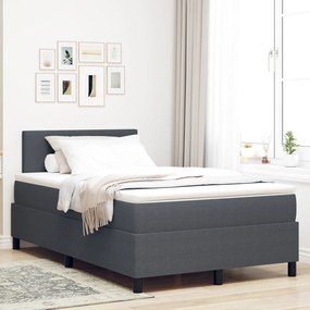 Box Spring Ágy matraccal & LED Sötétszürke 120x200 cm Bordázott Anyag