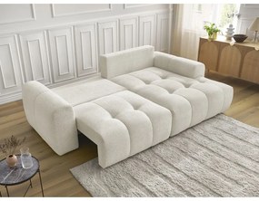 Fehér zsenília kinyitható-tárolóhelyes sarokkanapé (jobb oldali-heverő résszel) Roxelane – Bobochic Paris