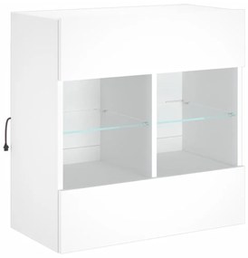 fehér falra szerelhető TV-szekrény LED-lámpákkal 58,5x30x60,5cm