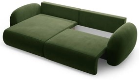 Zöld bársony kinyitható-tárolóhelyes sarokkanapé Tonale – Cosmopolitan Design